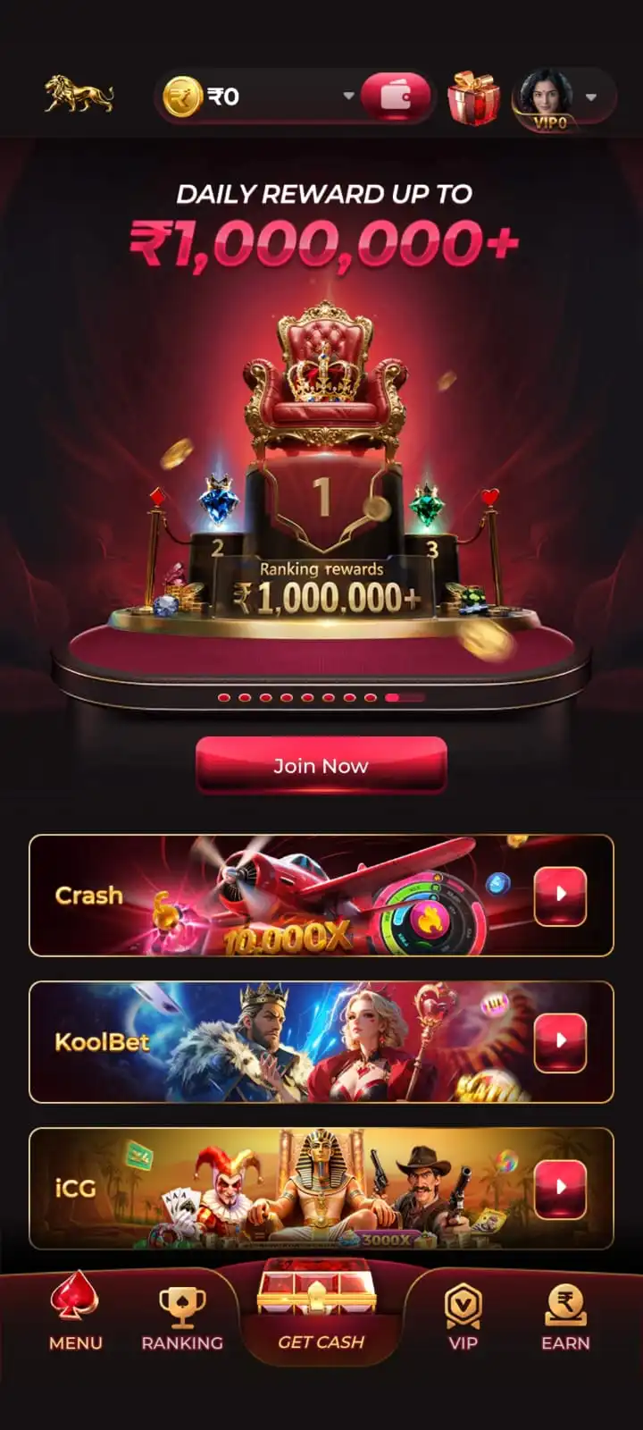 MGM Game daily reward and ranking screen